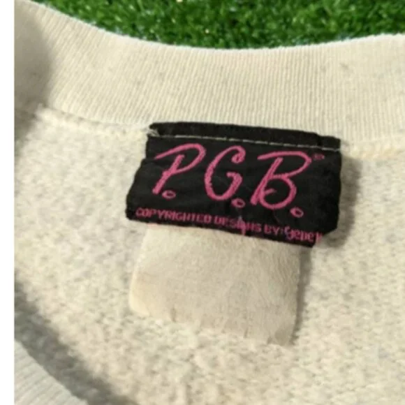 P.G.B. Zebra Sweatshirt 90s Animal Pattern Squiggle Glittery Shiny Beaded - Picture 13 of 13